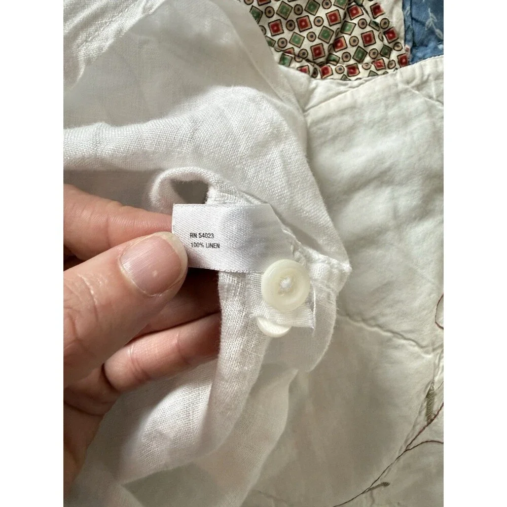 Gap Women’s White Solid Linen Long Sleeve Button-Up Shirt w/ Pockets, M - Picture 7 of 7